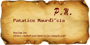Patatics Maurícia névjegykártya